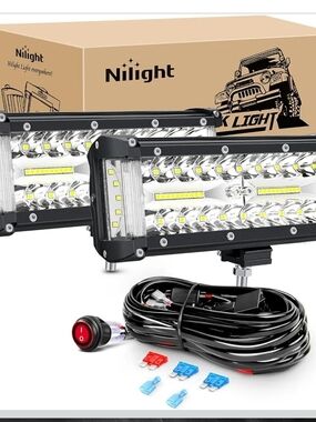 Nilight 7” Side Shooter LED Light Bars 2PC Spot Flood Kit w/ Harness